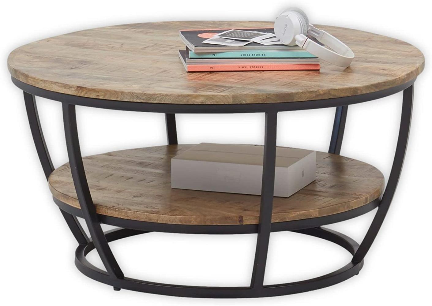 Couchtisch 'Jambi', Mangoholz, Natur/Schwarz, Ø ca. 86,5 cm Bild 1