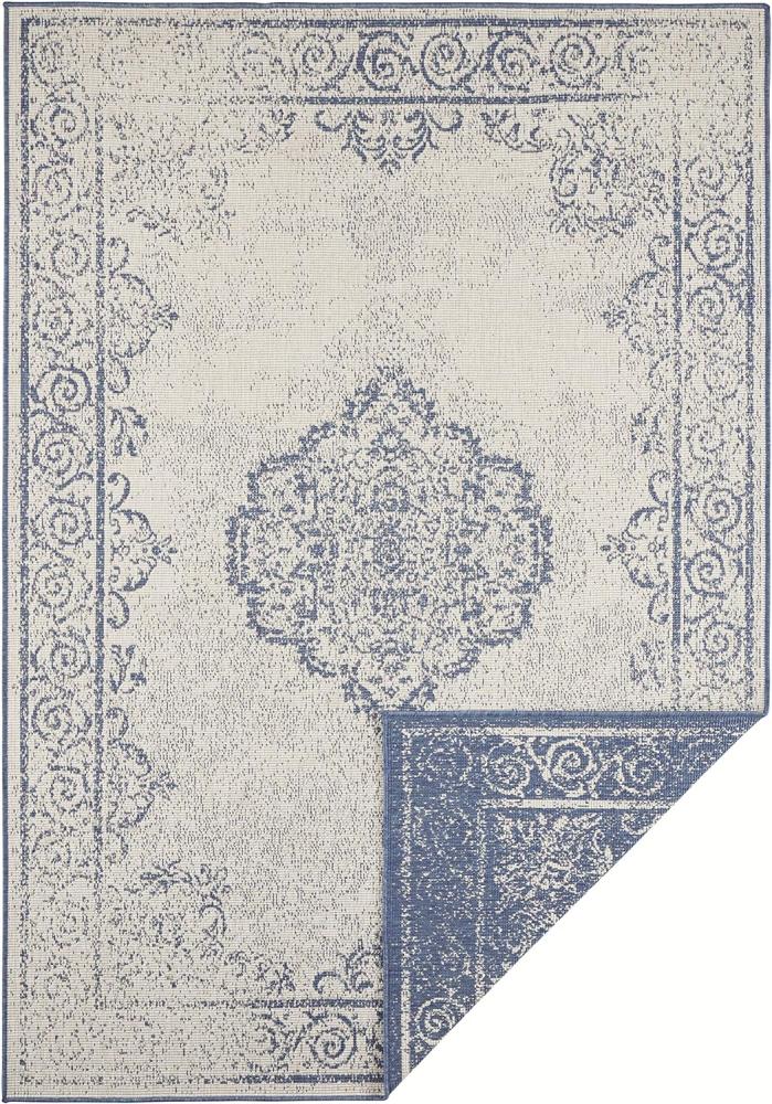 In- & Outdoor Wendeteppich Cebu Blau Creme - 160x230x0,5cm Bild 1