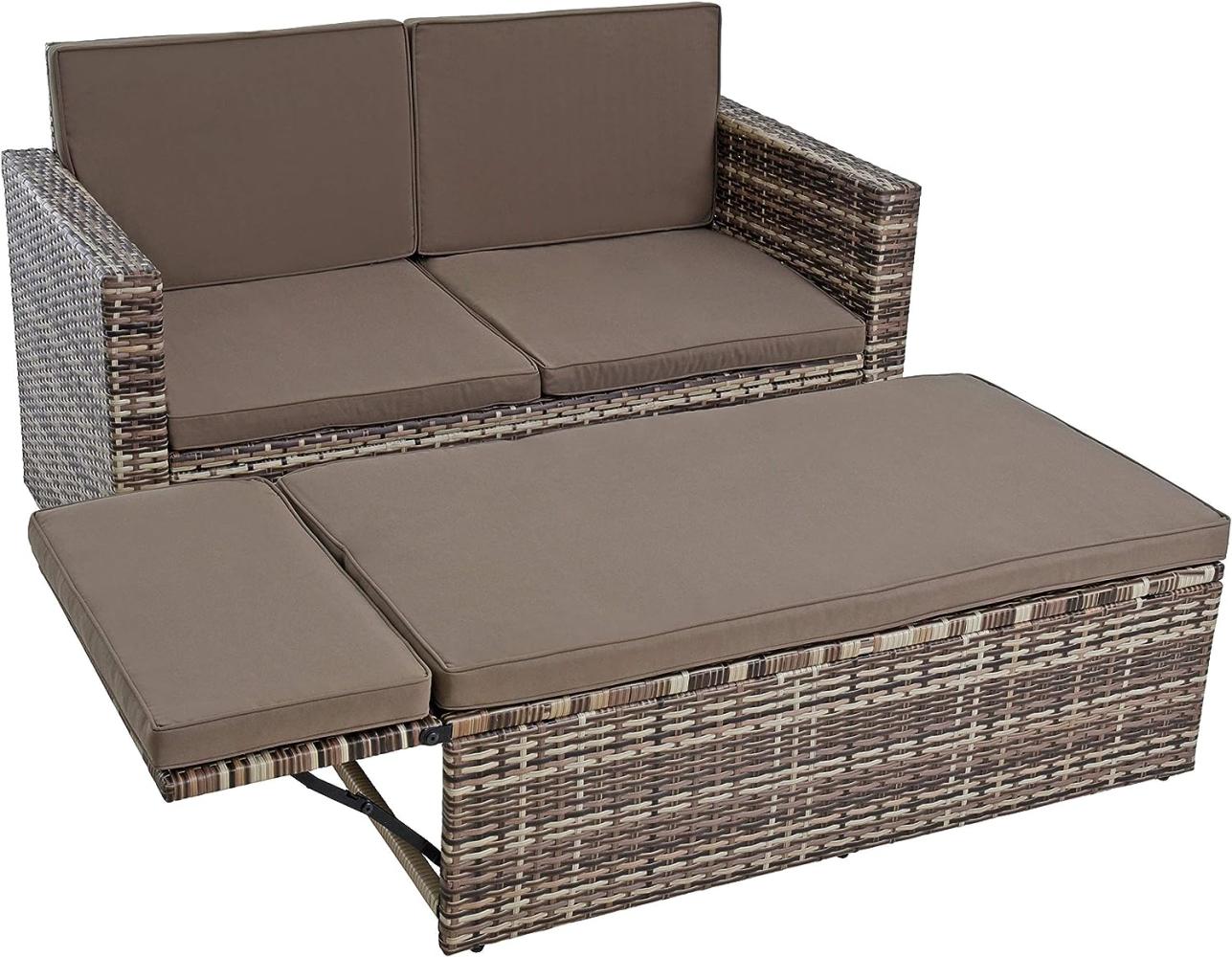 Gartenmöbel Polyrattan Sitzgruppe Lounge Gartensofa Essgruppe Set Beige-Braun Bild 1