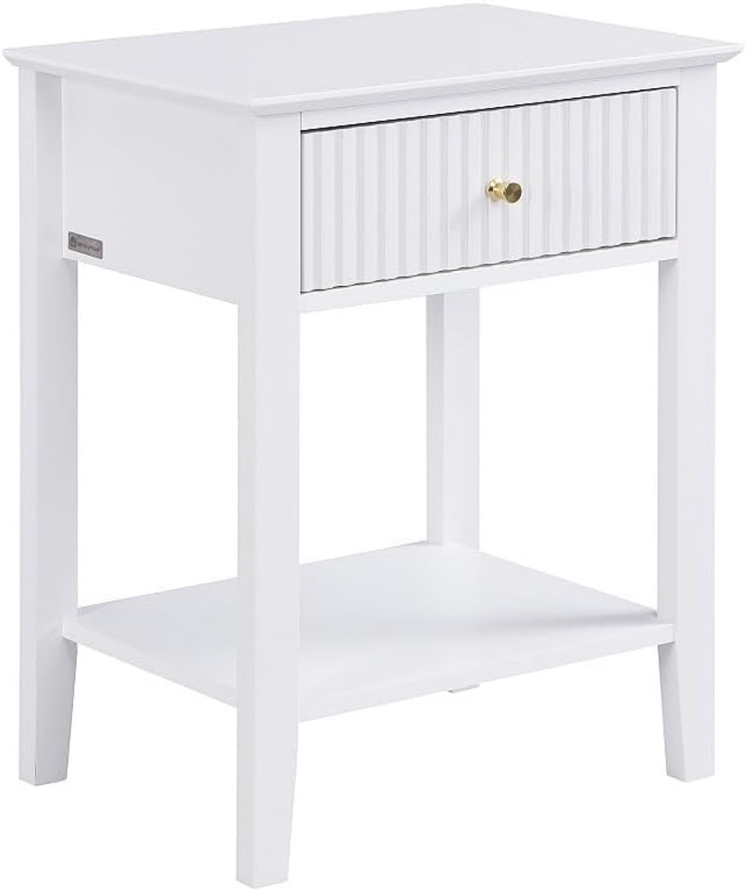 Vente-unique - Nachttisch 1 Schublade & 1 Ablage – MDF – Weiß – NIRIVA Bild 1