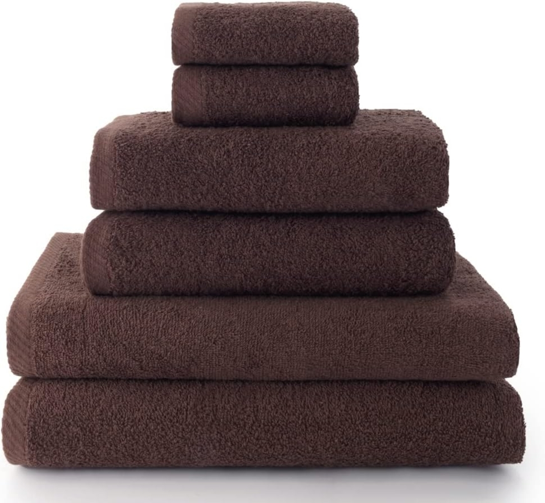 Top Towel - Plus - Große Badetücher - Badezimmerhandtücher - 2 Gesichts- oder Bidethandtücher + 2 Hand- oder Waschbeckenhandtücher + 2 Duschtücher - 100 % Baumwolle - Braun Bild 1