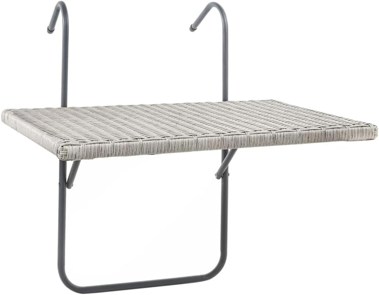 HI Balkon-Klapptisch mit Platte in Rattan-Optik 60x40 cm Grau 446201 Bild 1