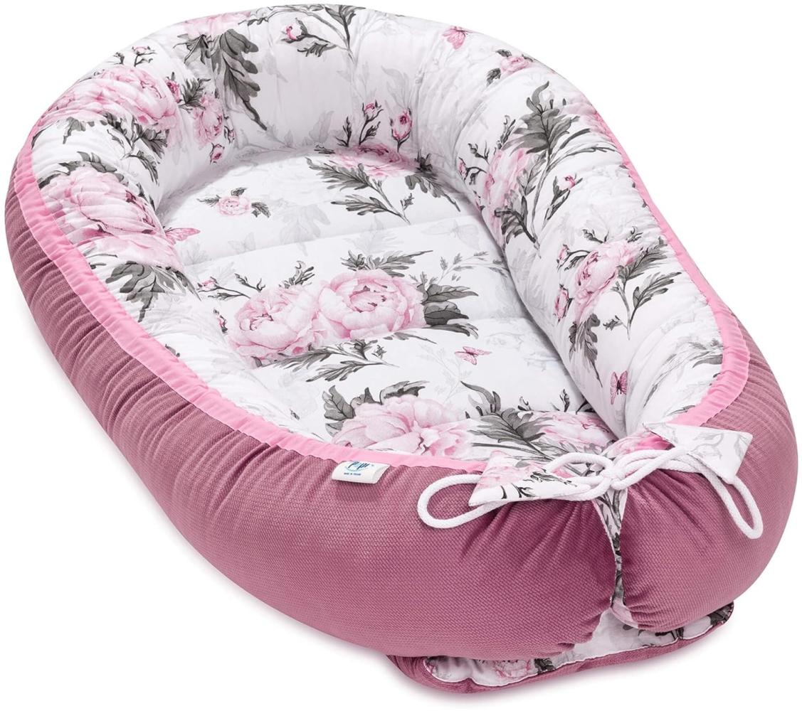 Pepi - Baby-Nest - Nestchen Baby - Baby-Nestchen für Neugeborene - Kuschelnest mit antiallergischer Füllung - Kokon aus Velvet und Baumwolle Bild 1