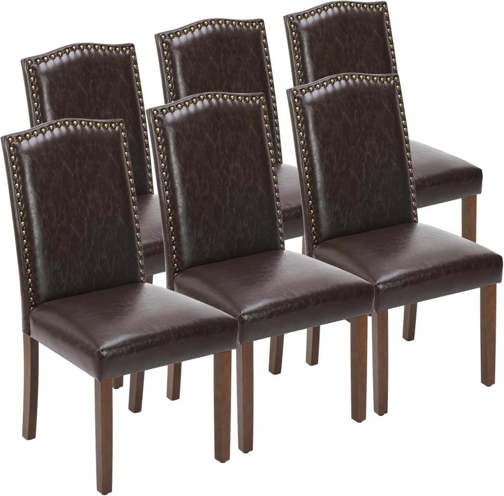 DUMOS Esszimmerstühle 6er Set, Elegant und Schön Modern Stühle Esszimmer, Pu-Leder Gepolstert küchenstühle, Esszimmerstuhl Geeignet für Küche, Wohnzimmer, Schlafzimmer (Dunkelbraun) Bild 1