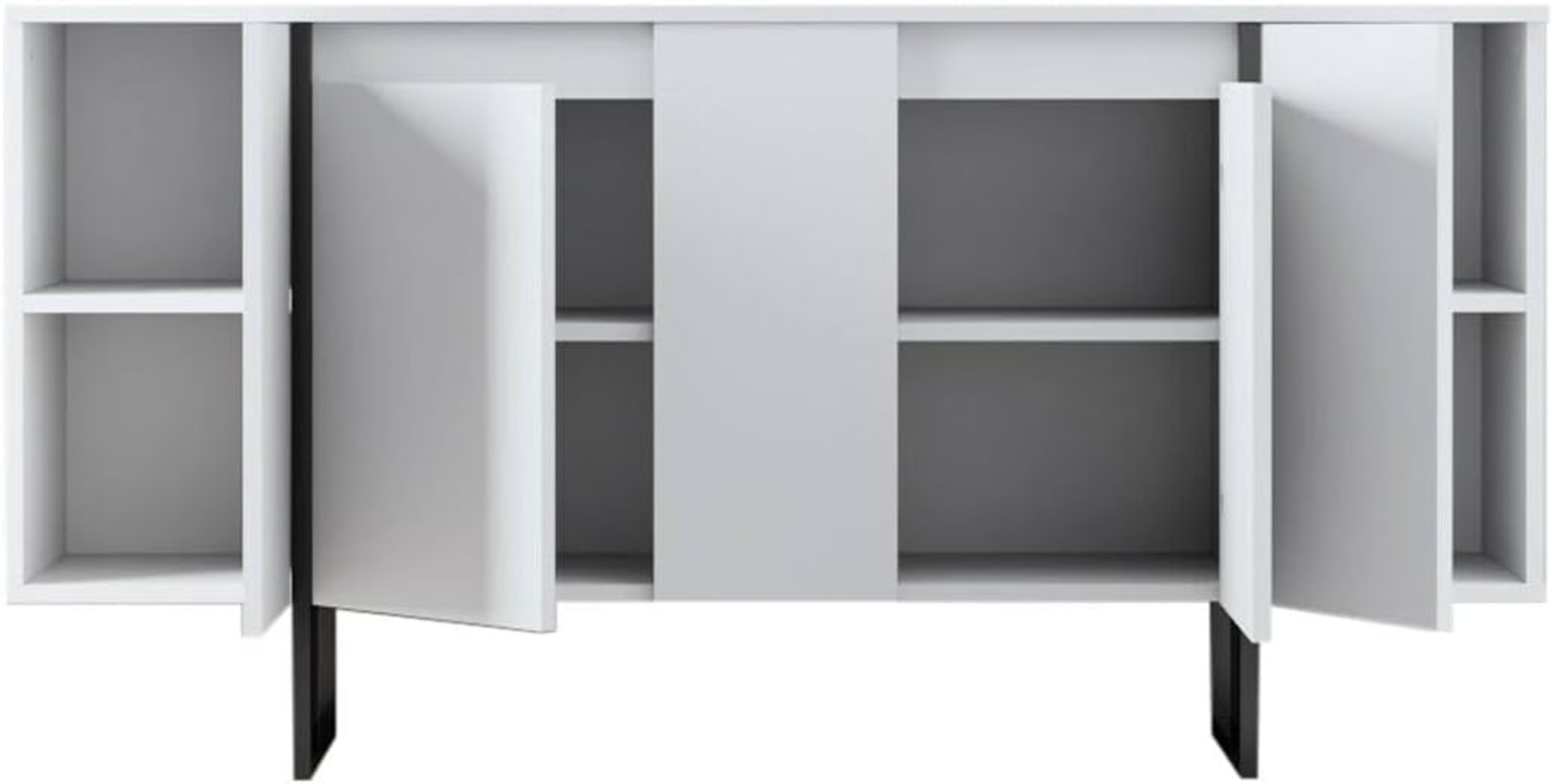 Dmora - Kommode Betel, Wohnzimmerbuffet, Wohnzimmer-Sideboard, Moderne Küchen-Speisekammer, 160x35h80 cm, Weiß und Schwarz Bild 1