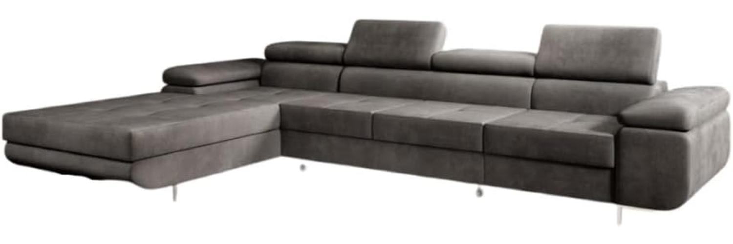 Designer Sofa Calvera Maxi mit Schlaf- und Klappfunktion (Samt) Anthrazit Links Bild 1