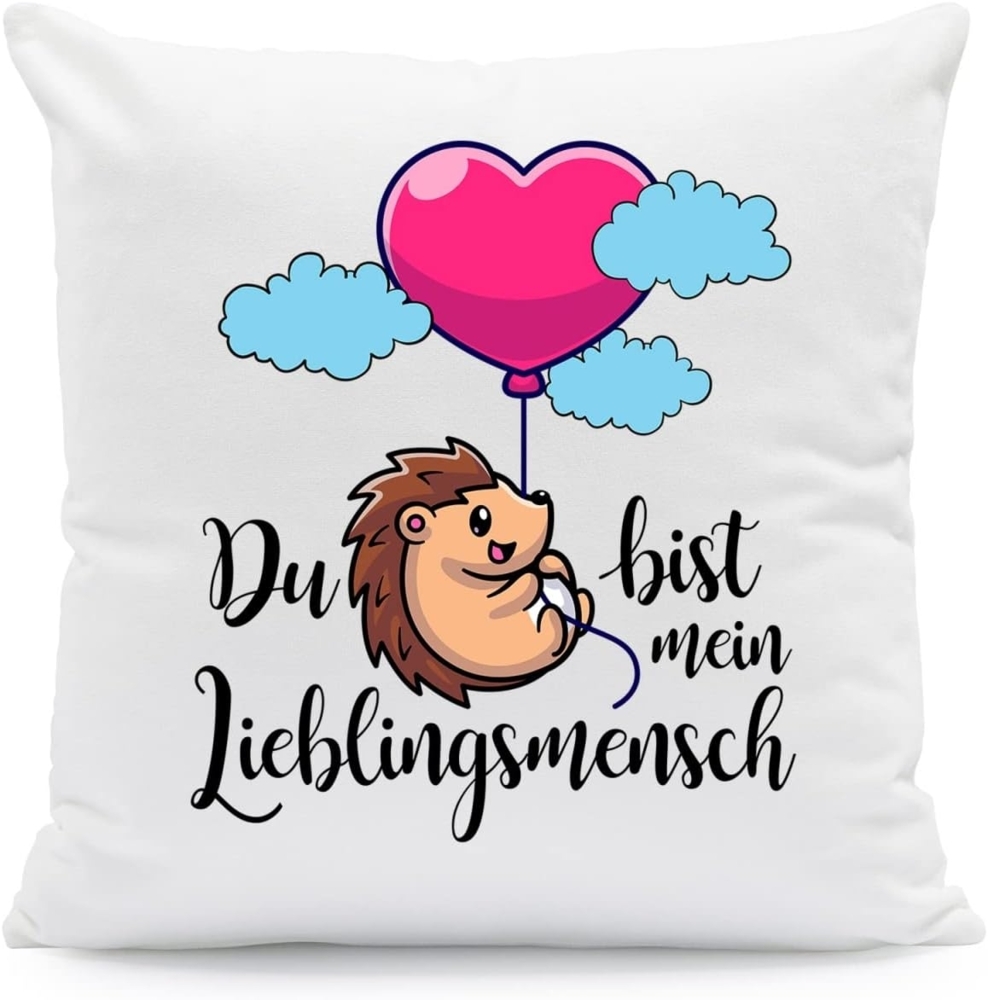 GRAVURZEILE Zierkissen mit Spruch - Du bist mein Lieblingsmensch - Geschenk für Freunde -, starke Farben ohne verblassen, Maschinenwäsche geeignet - mit Füllung Bild 1