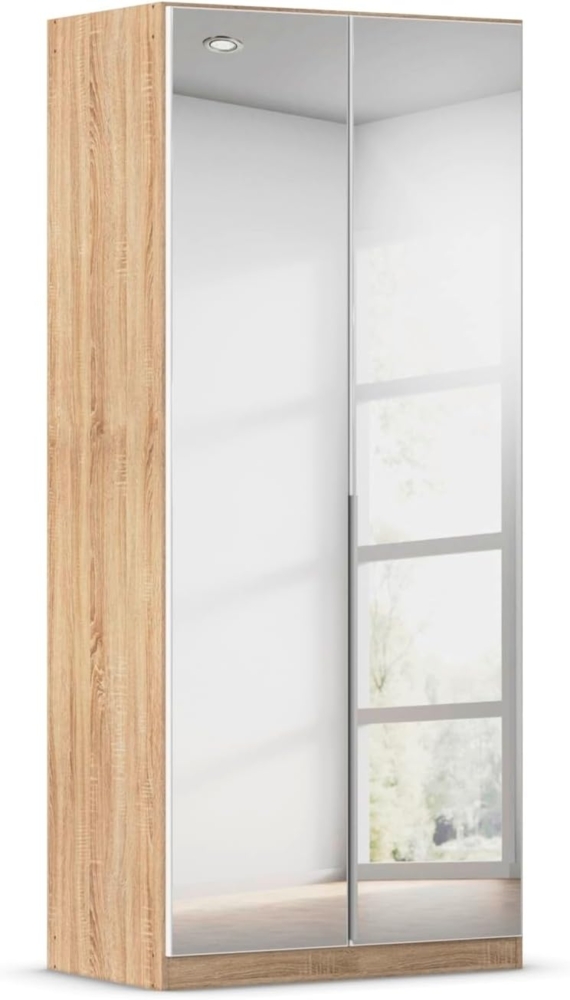 Rauch Möbel Alabama Schrank Kleiderschrank Drehtürenschrank Eiche Sonoma mit Spiegel 2-türig inklusive Zubehörpaket Basic 1 Kleiderstange, 1 Einlegboden BxHxT 91 x 210 x 54 cm Bild 1