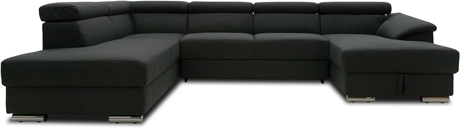 DOMO Collection David FK Wohnlandschaft, Sofa mit Schlaffunktion und Bettkasten in U-Form, Schlafsofa mit Federkern und Rückenfunktion, Polsterecke, anthrazit, 166 x 337 x 232 cm Bild 1