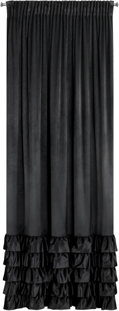 Vorhang DANI mit Rüsche Velours Samtvorhänge schwarz 140x270 cm Kräuselband Bild 1