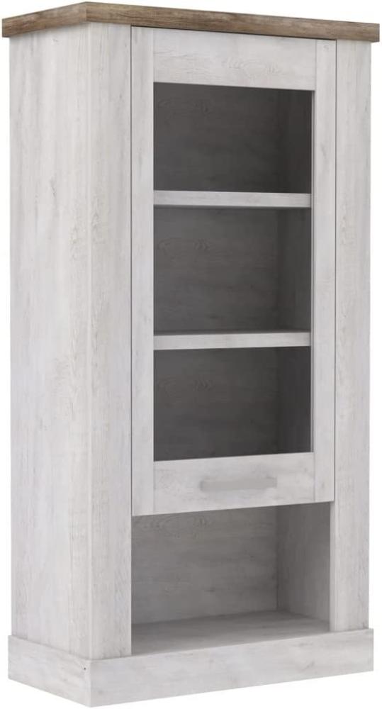 Hängevitrine Durio 10 Pinie weiß 71x137x34 cm Vitrine Wandschrank ohne Beleuchtung Bild 1