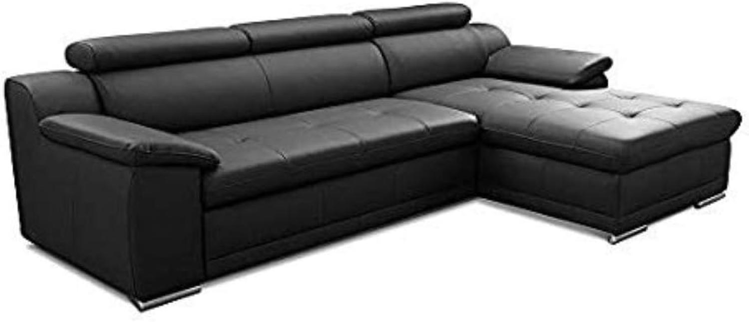 CAVADORE Ecksofa Aniamo in Echtleder / Eckcouch mit Kopfteilverstellung und großem Longchair / 270 x 80 x 165 / Leder, Schwarz Bild 1