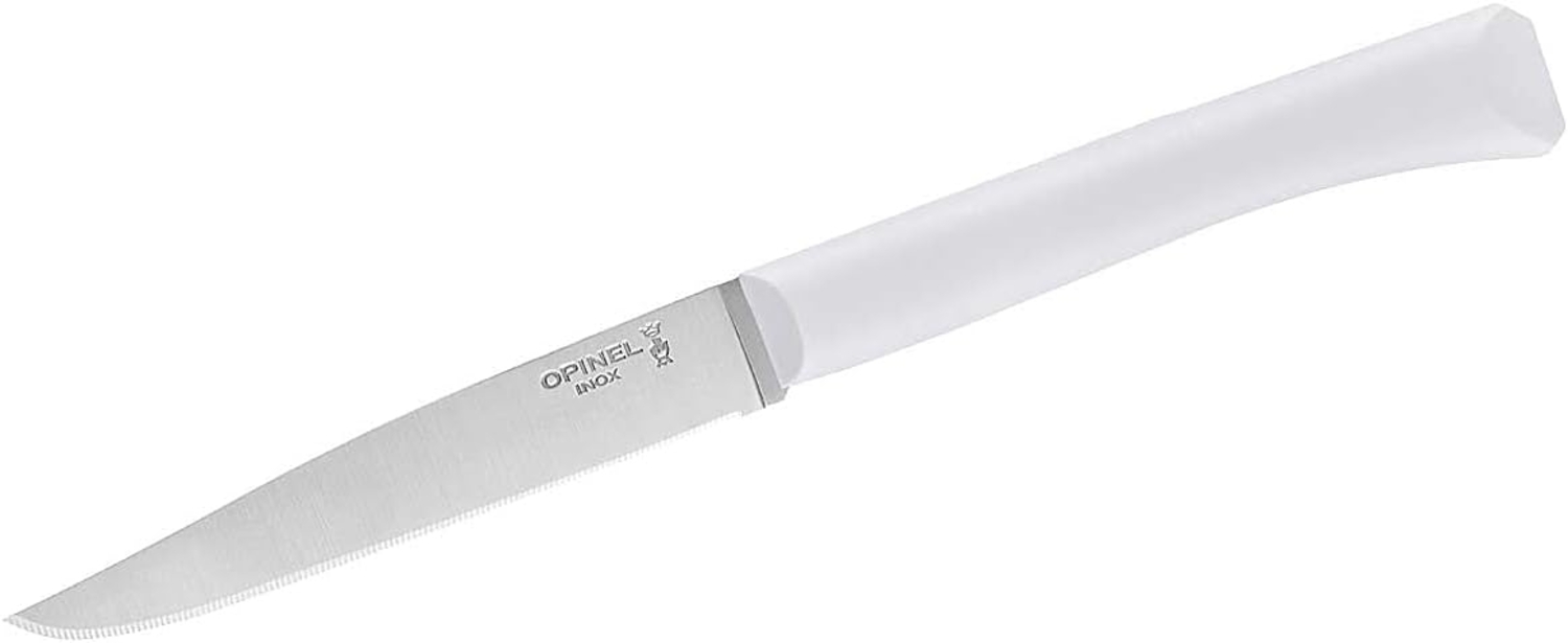 Opinel Bon Appetit+ Tafelmesser - Sandvik Stahl 12C27 - rostfrei - Mikrozahnung - hellgrauer Polymergriff Bild 1