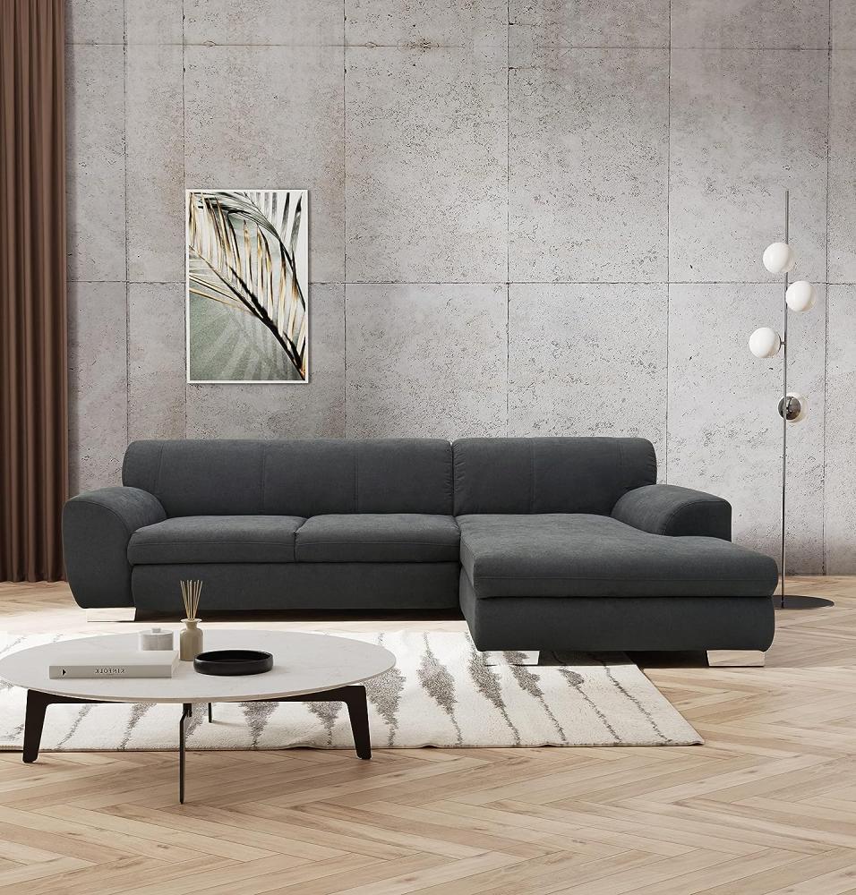 DOMO Collection Nika Eckcouch mit Schlaffunktion in L-Form, Sofa Eckgarnitur, Ecksofa Webstoff, grau, 277x156x78 cm Bild 1