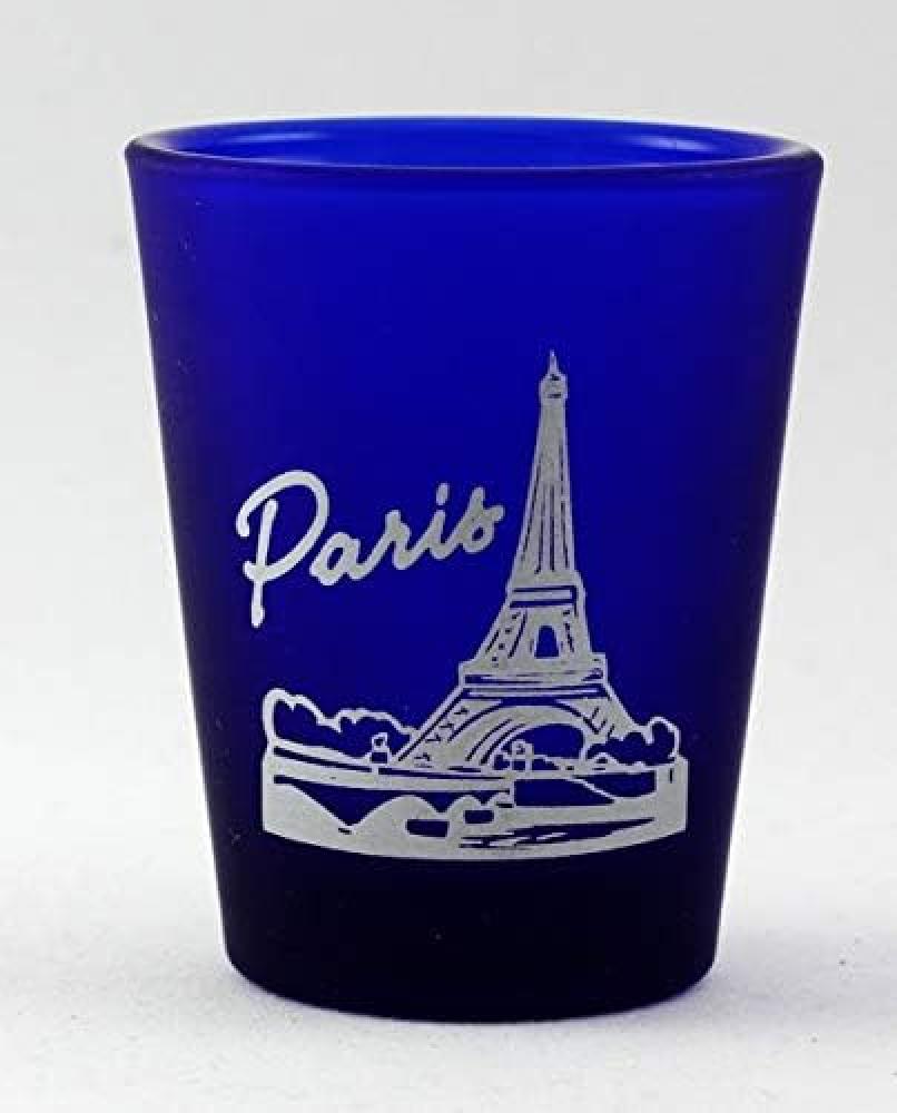 Paris France Cobalt Blue Frosted Shot Glass by World By Shotglass Bild 1