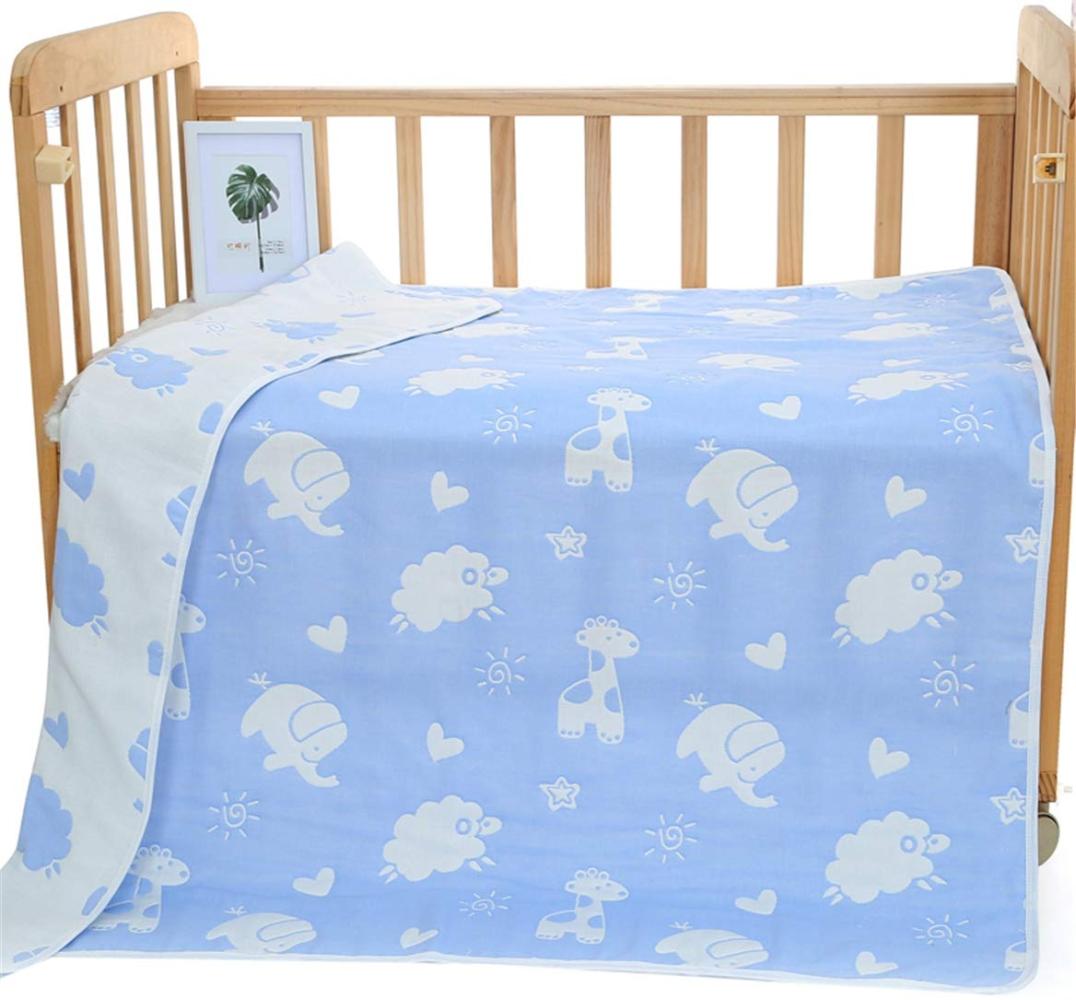 Hayisugar Babydecke Musselin Swaddle Pucktücher 6 Schichten Puckdecken 110x120 cm Kuscheldecke 100% Baumwolle | Erstlingsdecke, Pucktuch Kinderdecke für Mädchen Junge, Blau Tiere Bild 1