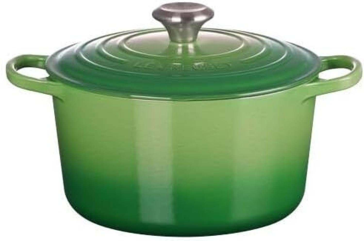 Le Creuset Signature Gusseisen-Bräter mit Deckel, Für alle Herdarten und Induktion geeignet, Rund, Bamboo Green, 24,0 cm, 5 Bild 1