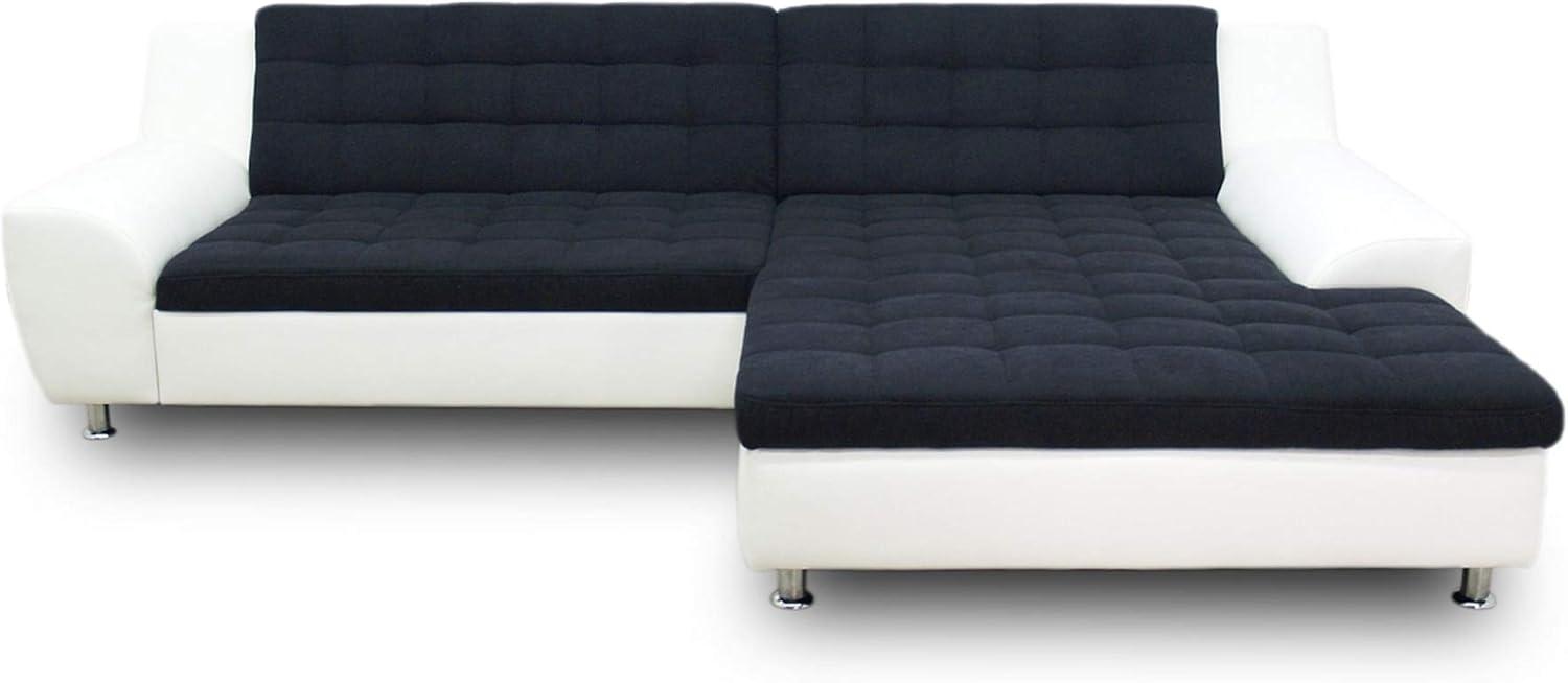 DOMO. collection Morton Ecksofa, Sofa in L-Form, Eckcouch, Polstergarnitur, 304 x 200 x 84 cm in schwarz/weiß Bild 1