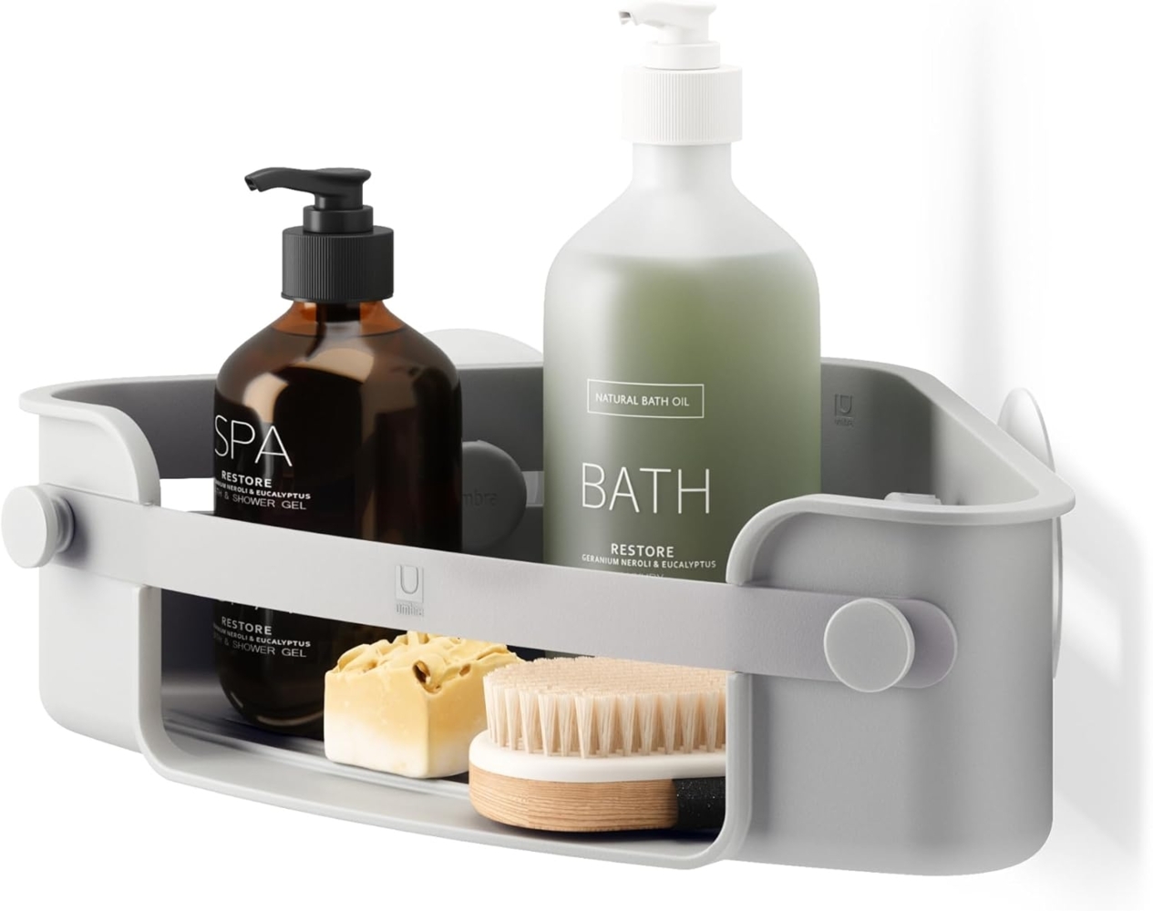 Umbra Eckduschablage Flex zum Kleben, Duschregal, Kunststoff (85% recyceltes ABS), Grau, 32. 5x19 cm, 1021299-918 Bild 1