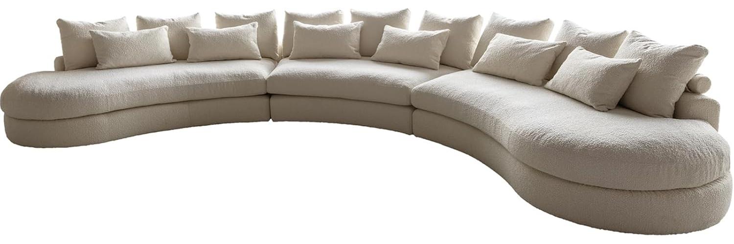 Megasofa Estrea 500x250 cm Bouclé Creme-weiß Rundsofa Bild 1