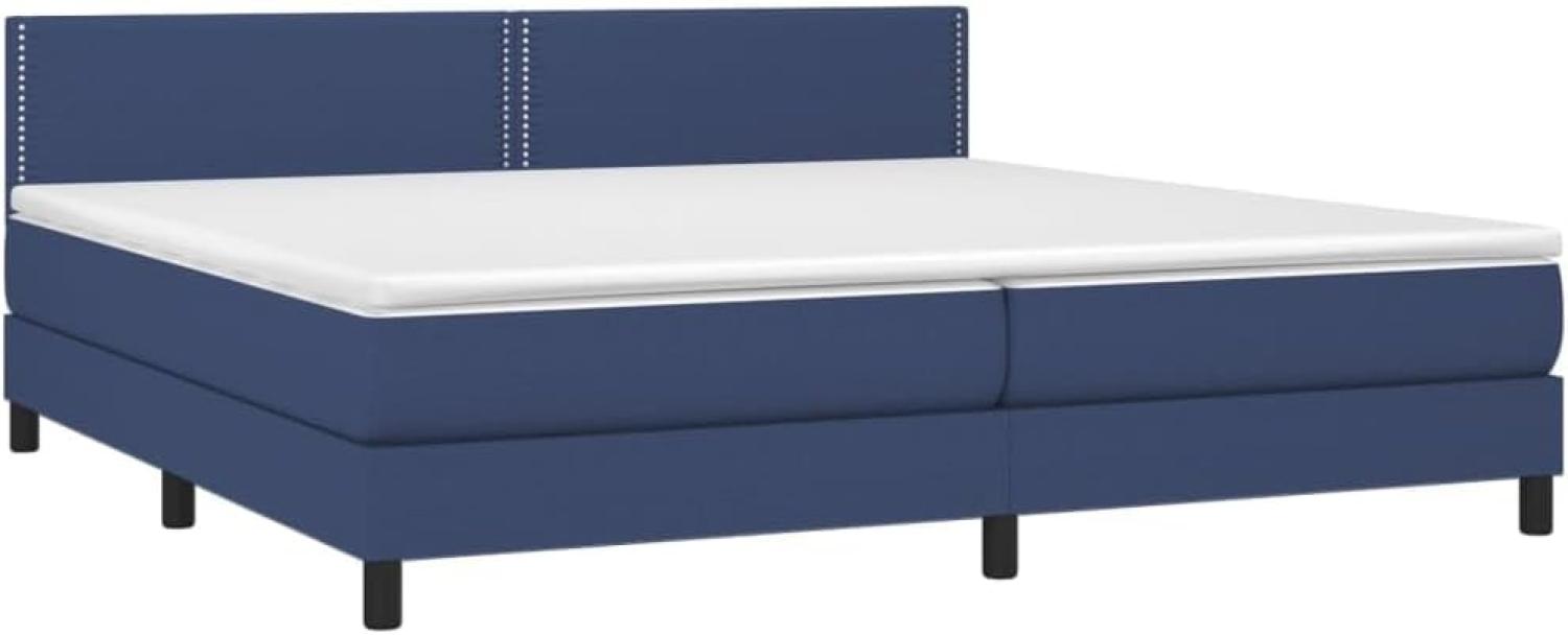 vidaXL Boxspringbett mit Matratze Blau 200x200 cm Stoff, Härtegrad: H2 [3140007] Bild 1