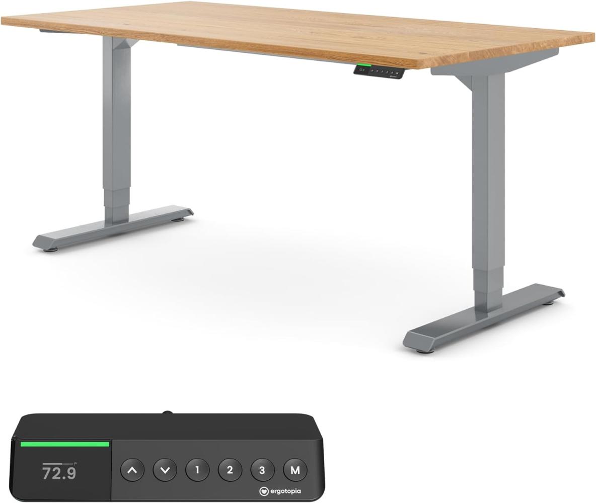 Desktopia Pro X - Elektrisch höhenverstellbarer Schreibtisch / Ergonomischer Tisch mit Memory-Funktion, Eiche Echtholz Gestell Grau, 160x80 cm, Bild 1