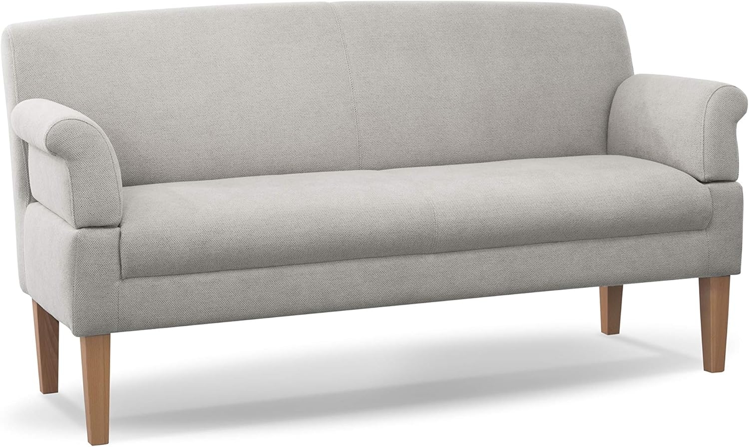 CAVADORE 3-Sitzer Küchensofa Malm, Sitzbank für Küche oder Esszimmer inkl. Armteilverstellung, Leichte Fleckenentfernung dank Soft Clean, 182 x 97 x 78, Flachgewebe: hellgrau Bild 1