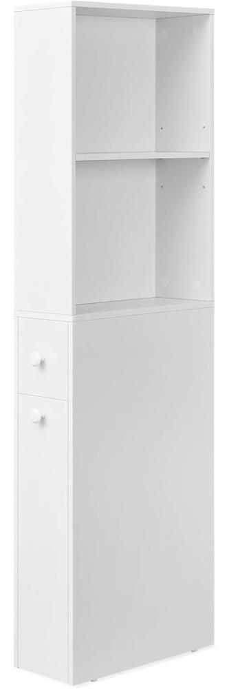 Vasagle Badkommode Badezimmschrank, mit Schubladen und höhenverstellbarer Ablage, MDF Weiß, 40 x 18 x 134,4 cm Bild 1