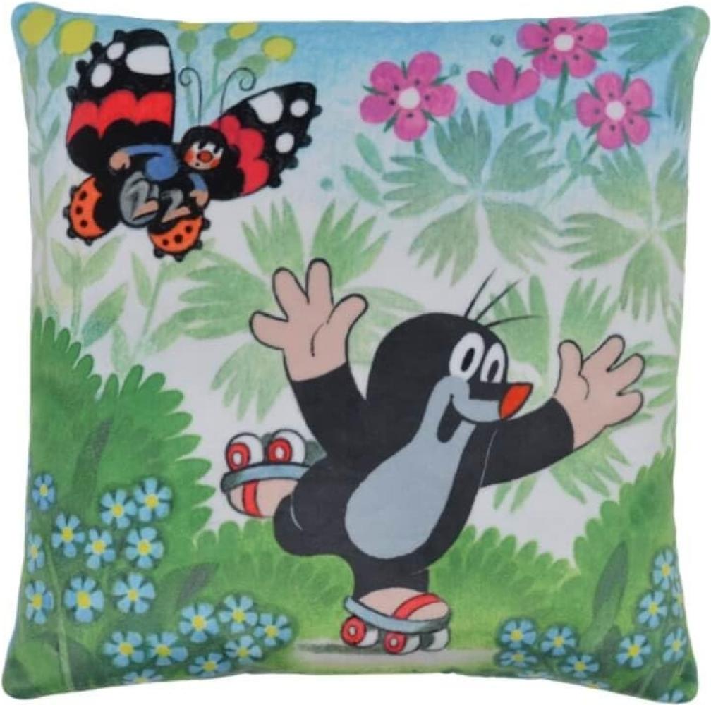 Kissen der kleine Maulwurf, Rollschuhfahrer, 25x25 cm - Kinderkissen Bild 1