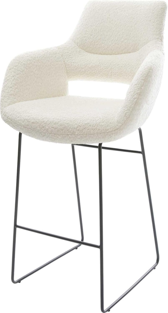 Barstuhl Yago-Flex Bouclé Weiß Kufengestell Metall Schwarz Taschenfederkern Bild 1