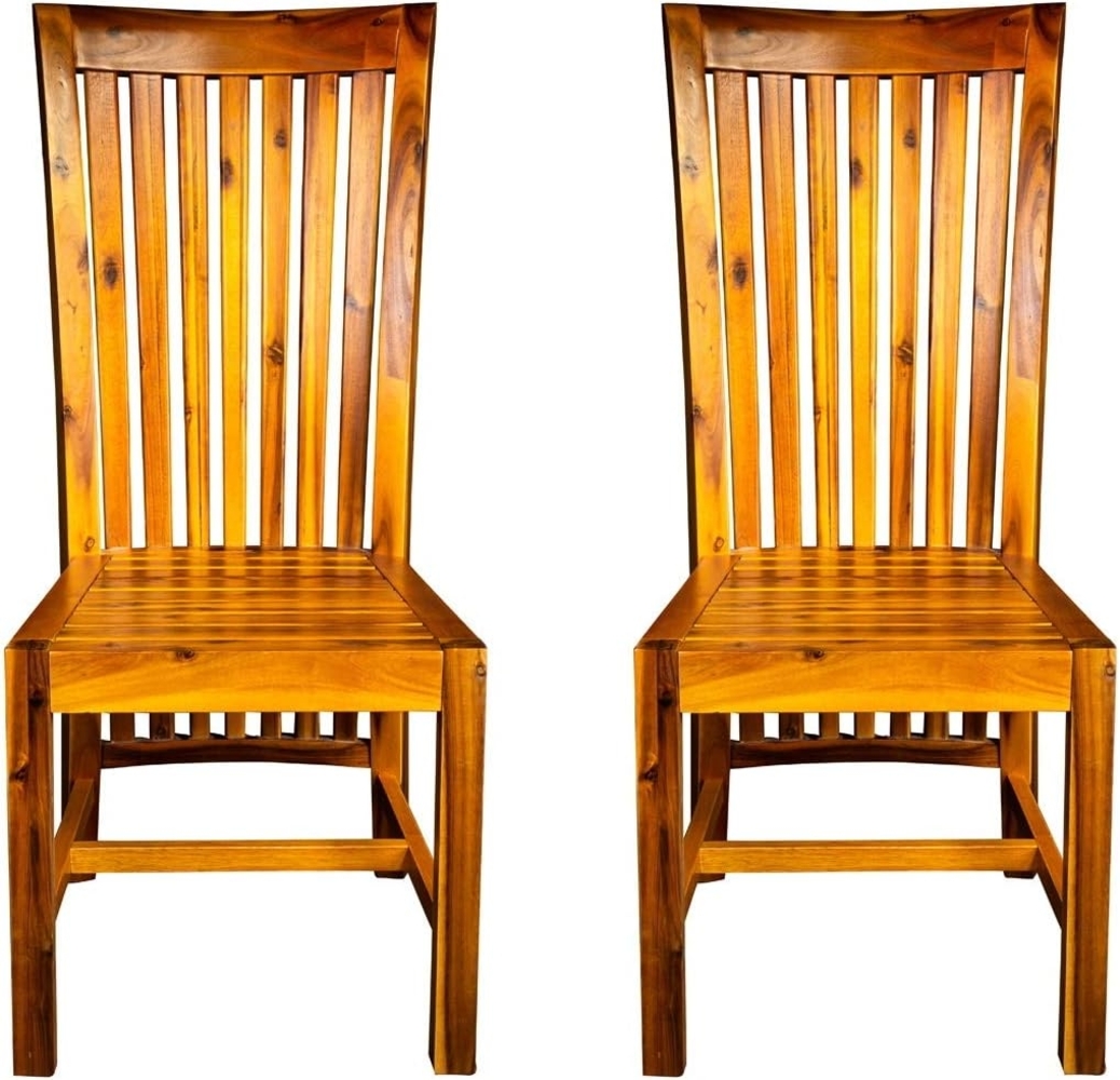 SAM® 2er Set Stilvoller Esszimmerstuhl Imke aus Akazie-Holz, Stuhl in zeitlosem Design, naturbelassene Optik, individuelle Maserung, Unikat für Ihr Wohnzimmer, Esszimmer, Küche, ‎46 x 58 x 104 cm Bild 1