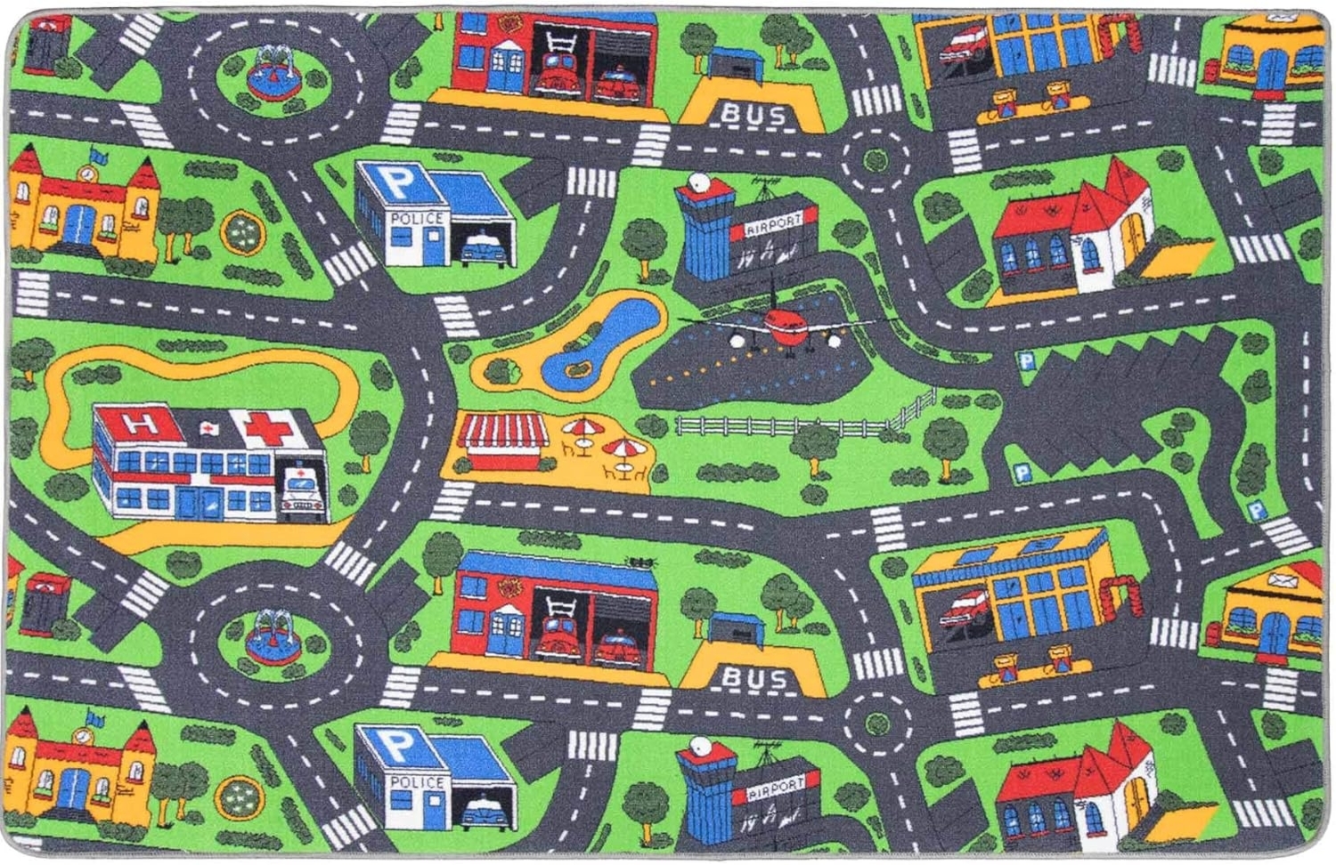 Primaflor-Ideen in Textil Kinderteppich CITY, rechteckig, Höhe: 5 mm, Straßen-Spiel-Teppich, Straßenbreite ca. 9 cm, Kinderzimmer Bild 1