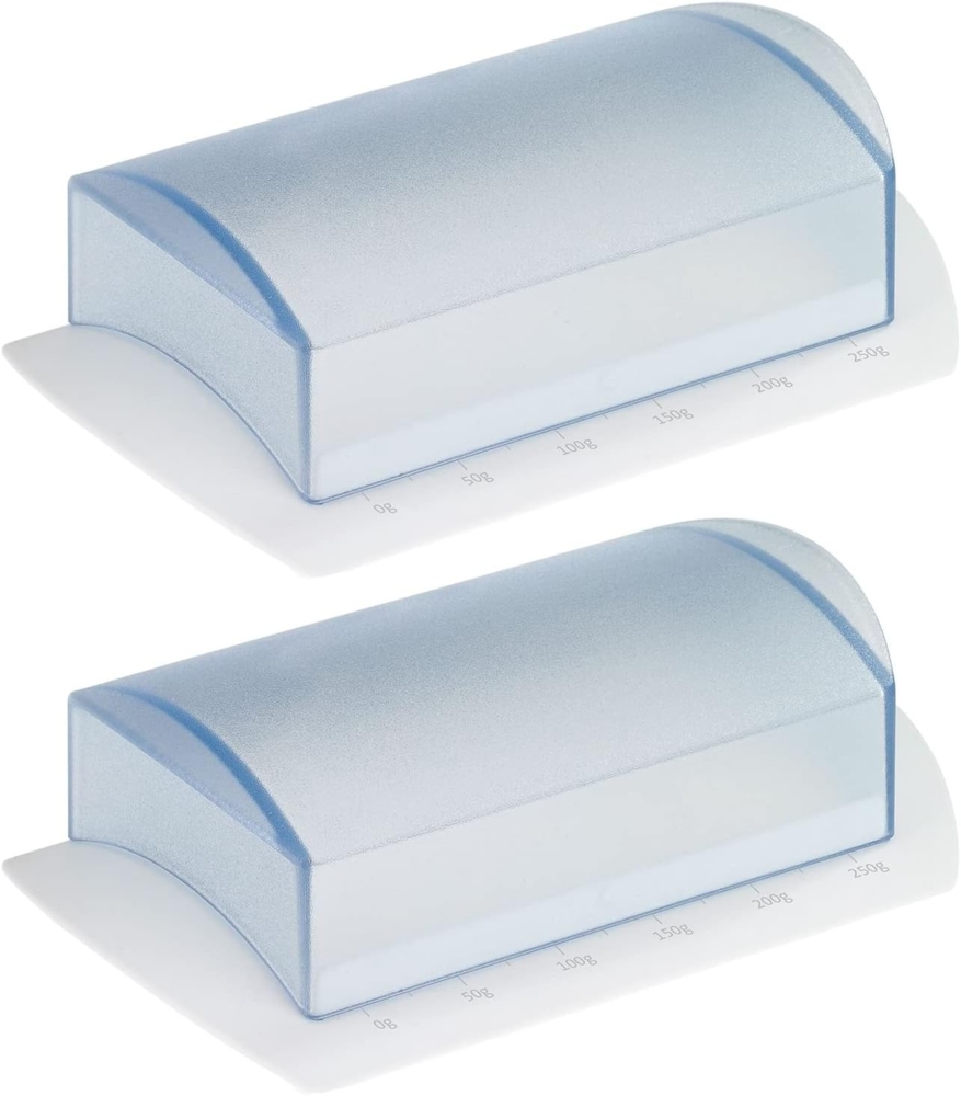 Westmark 2 Tisch-Butterdosen mit Skala, Kunststoff, Weiß/Transluzent, 211622E3 Bild 1