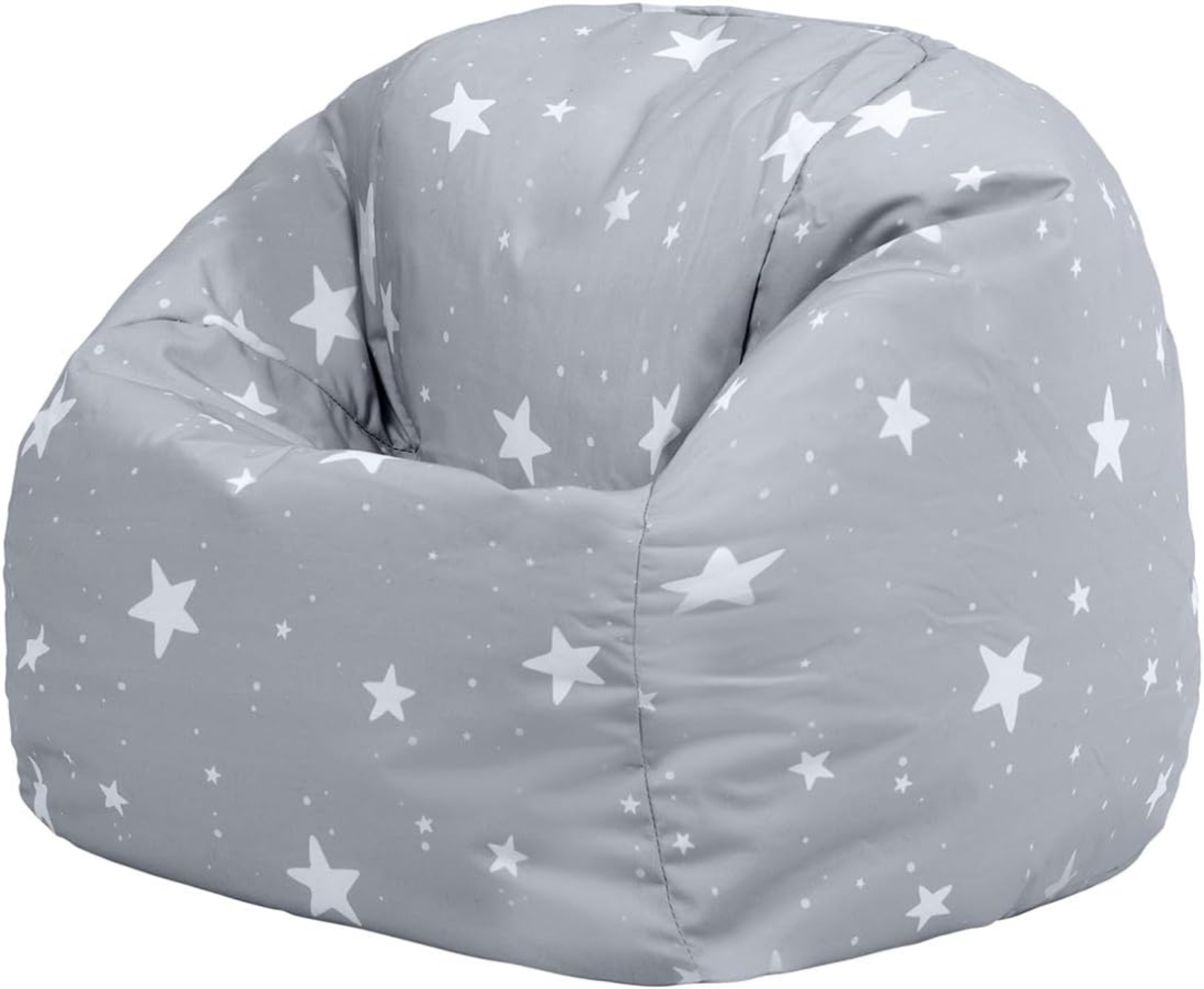 Icon Sterne Sitzsack Kinder, Grau, Gewebter-Stoff, Sitzsack mit Füllung, Bequemer Kinder Sessel, Kuschelsessel, Lese Sessel, Schlafzimmer, Kinderzimmer, Spielzimmer Bild 1