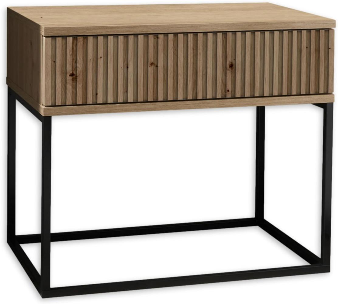 MARLE Nachttisch in Artisan Eiche Optik - Moderner Nachtschrank mit Schublade und schwarzem Metallgestell - 60 x 52 x 38,5 cm (B/H/T) Bild 1