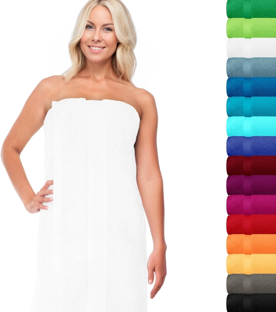 Lashuma Saunatuch Linz, Frottee (1-St), Weißes Badetuch 100x200 cm Baumwolle Bild 1