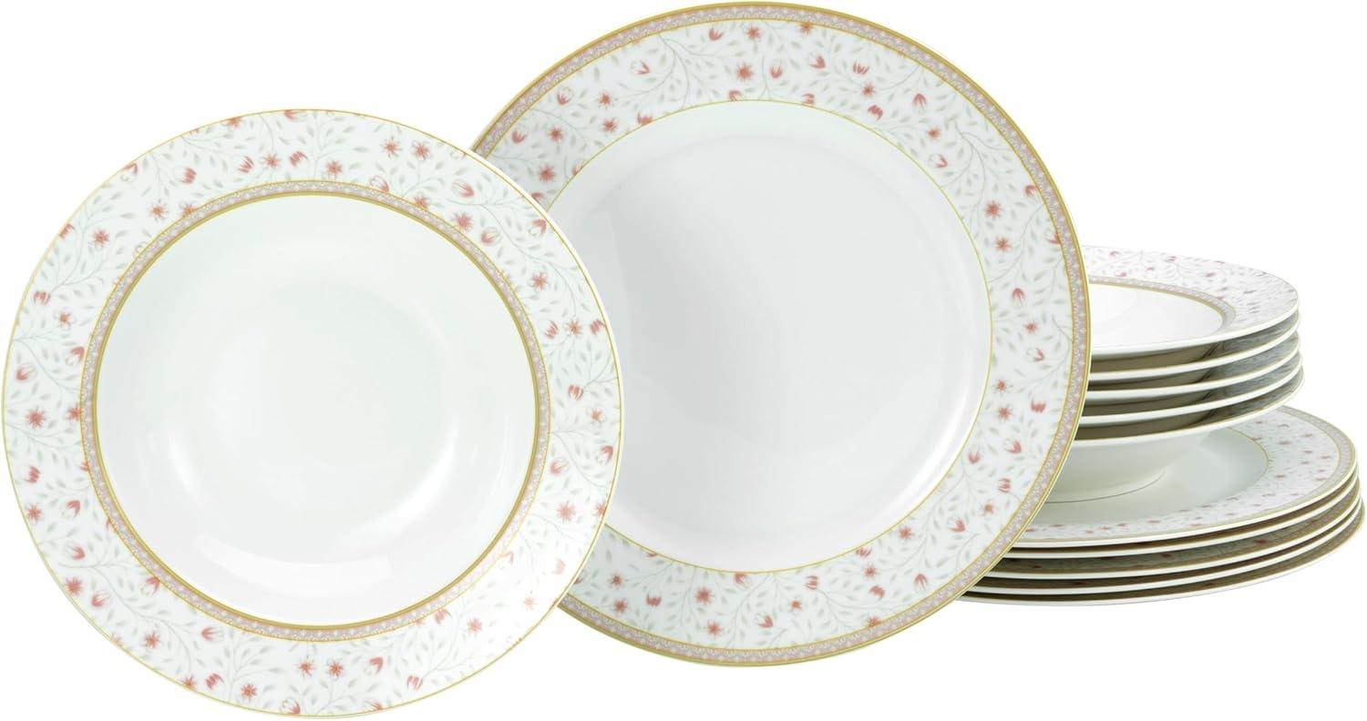 CreaTable 17528 Tafelservice Emilia für 6 Personen, Porzellan, creme-weiß (1 Set, 12-teilig) Bild 1