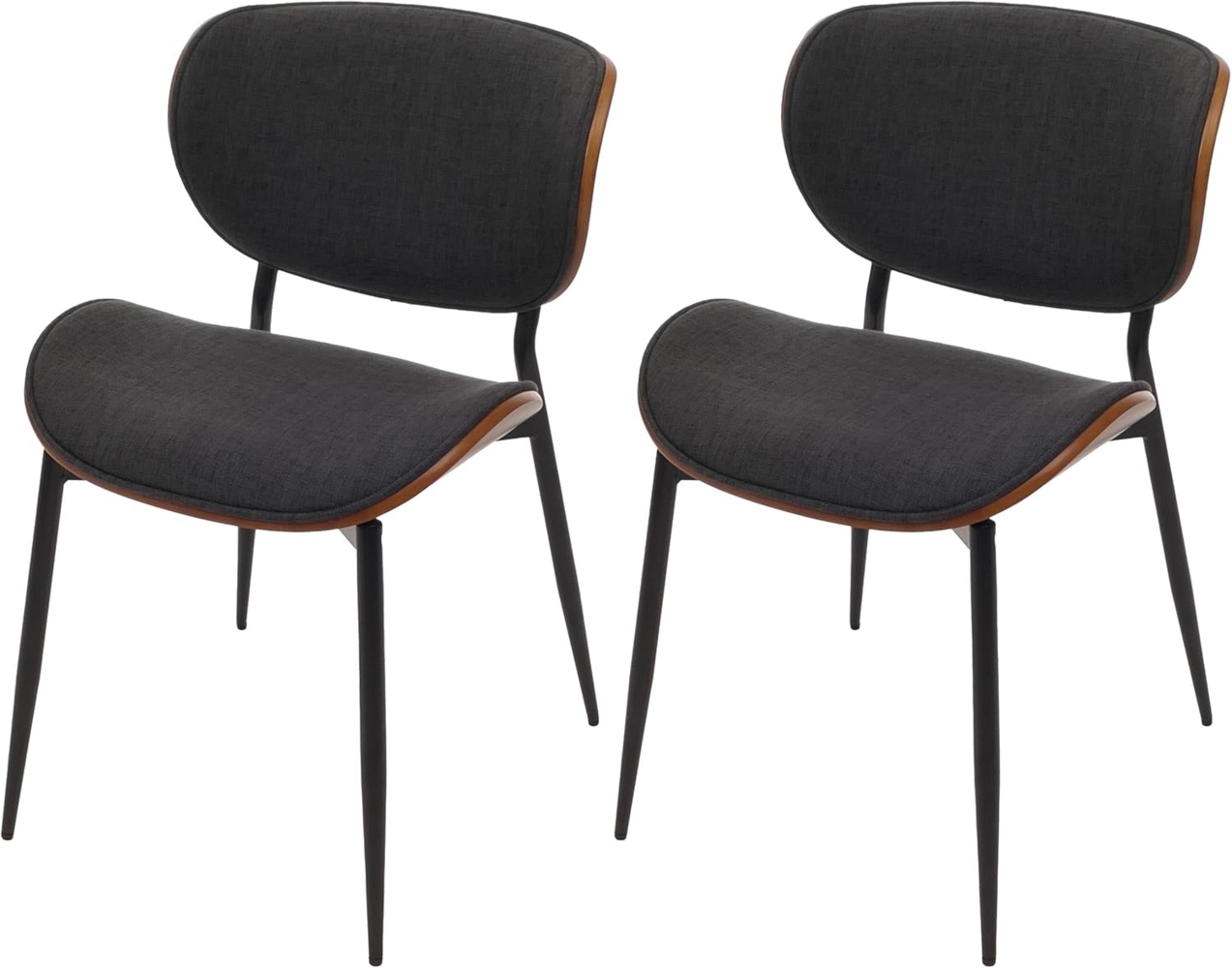 2er-Set Esszimmerstuhl HWC-O45, Bugholz Stoff (370g/m²) Öko-Tex FSC®-zertifiziert ~ Walnuss-Optik, dunkelgrau Bild 1