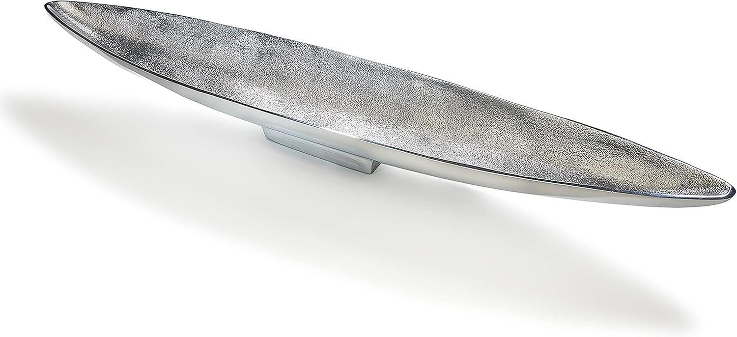 Kobolo Dekoschale Schale XXL Schiffchenform aus Metall 80cm (silberfarben) Bild 1