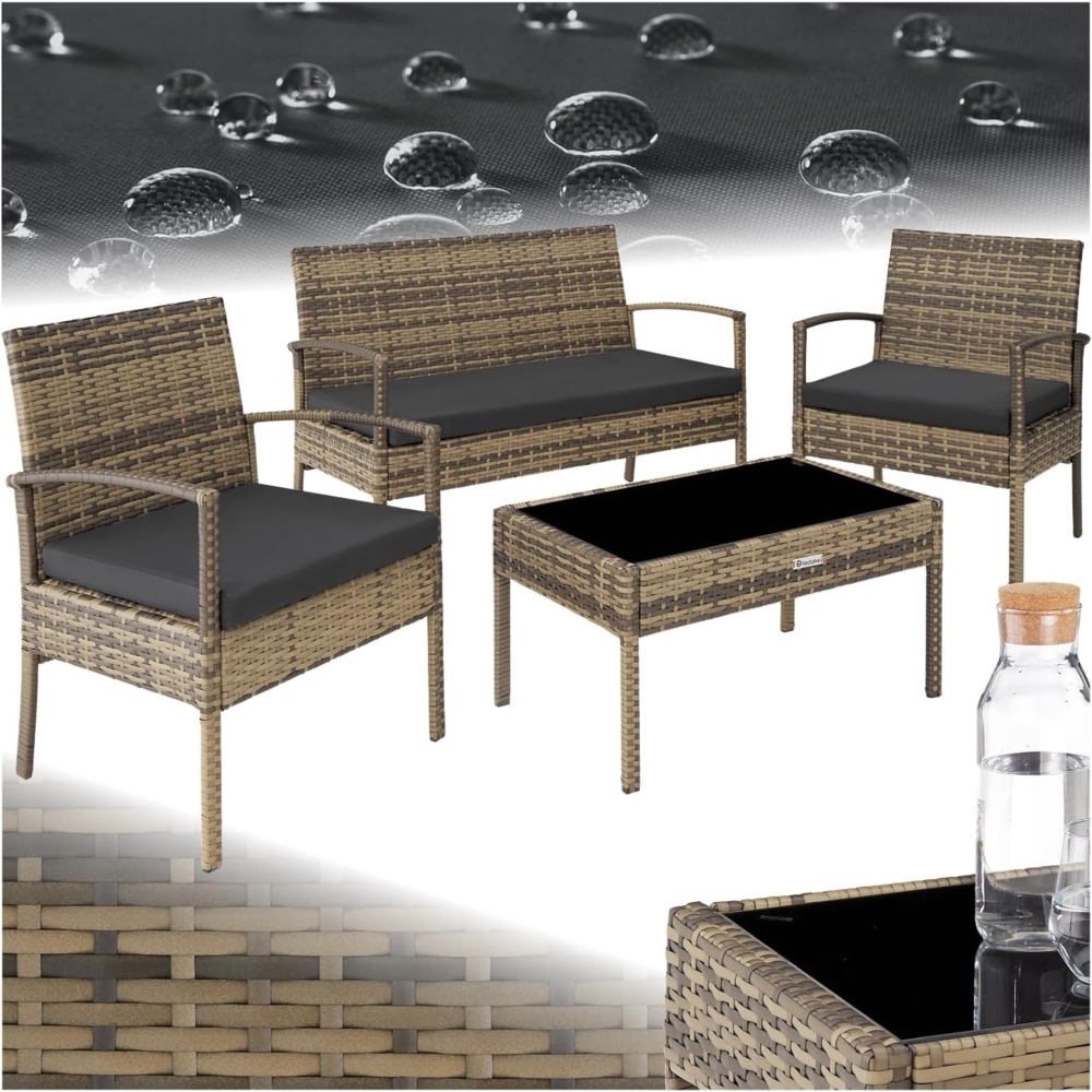 tectake Sitzgruppe Rattan Sitzgruppe, (Set, 4-tlg), für 4 Personen Bild 1