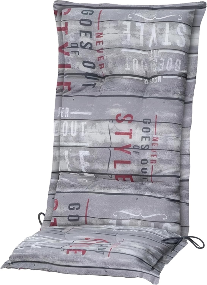 Madison Hochlehnerauflage C 067 Annebeth grey Gartenstuhl Auflagen Kissen Polster für Hochlehner, für Hochlehner-Stühle UV-beständig inkl. Bindebänder und Halteband Bild 1