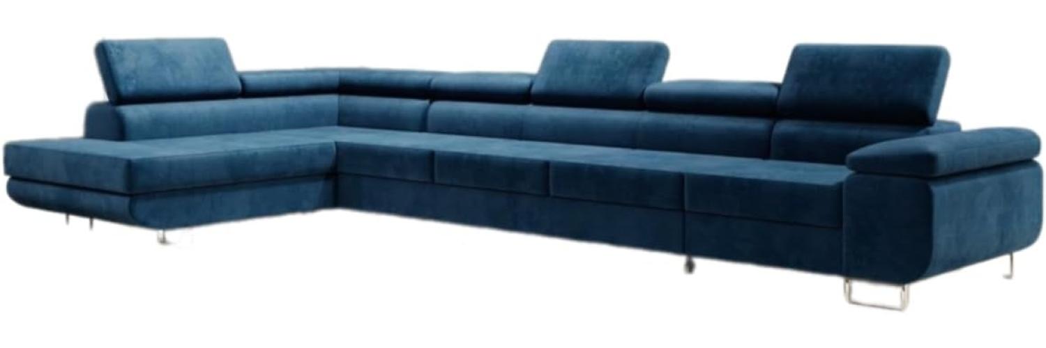 Designer Sofa Maxi mit Schlaf und Klappfunktion Blau Links Bild 1