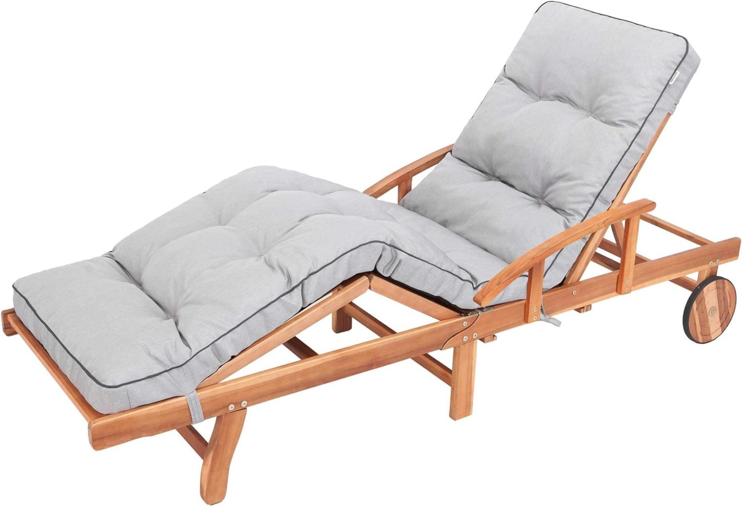 Bjird Liegenauflage, Auflage für Gartenliege 200 x 55 x 8 cm, Auflagen für Deckchair, Polsterauflage für Sonnenliege, Kissen für Liegestuhl, gesteppt - Grau (Aschgrau) Bild 1