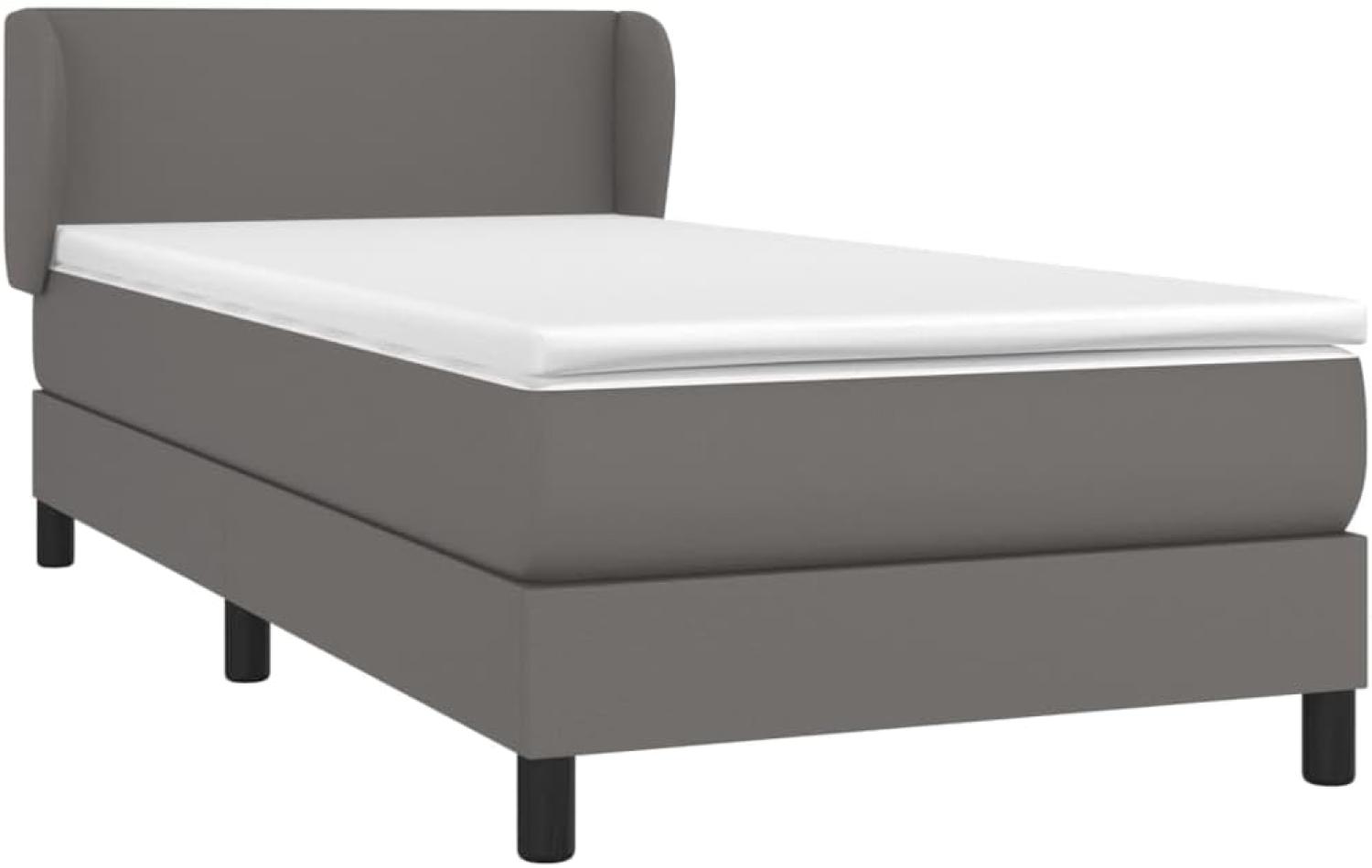 vidaXL Boxspringbett mit Matratze Grau 90x190 cm Kunstleder 3127167 Bild 1