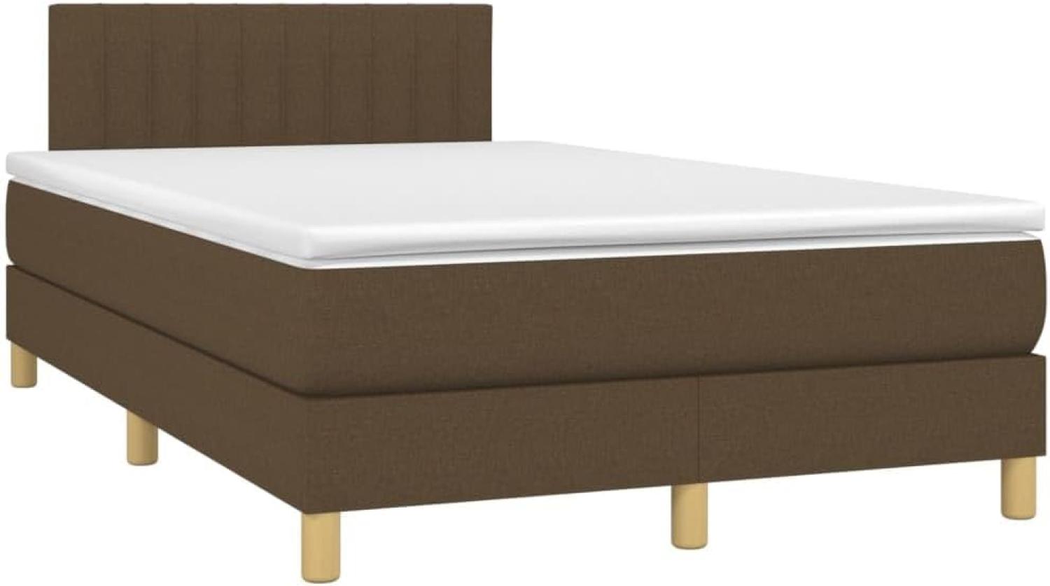 vidaXL Boxspringbett mit Matratze Dunkelbraun 120x200 cm Stoff, Härtegrad: H2 [3140764] Bild 1