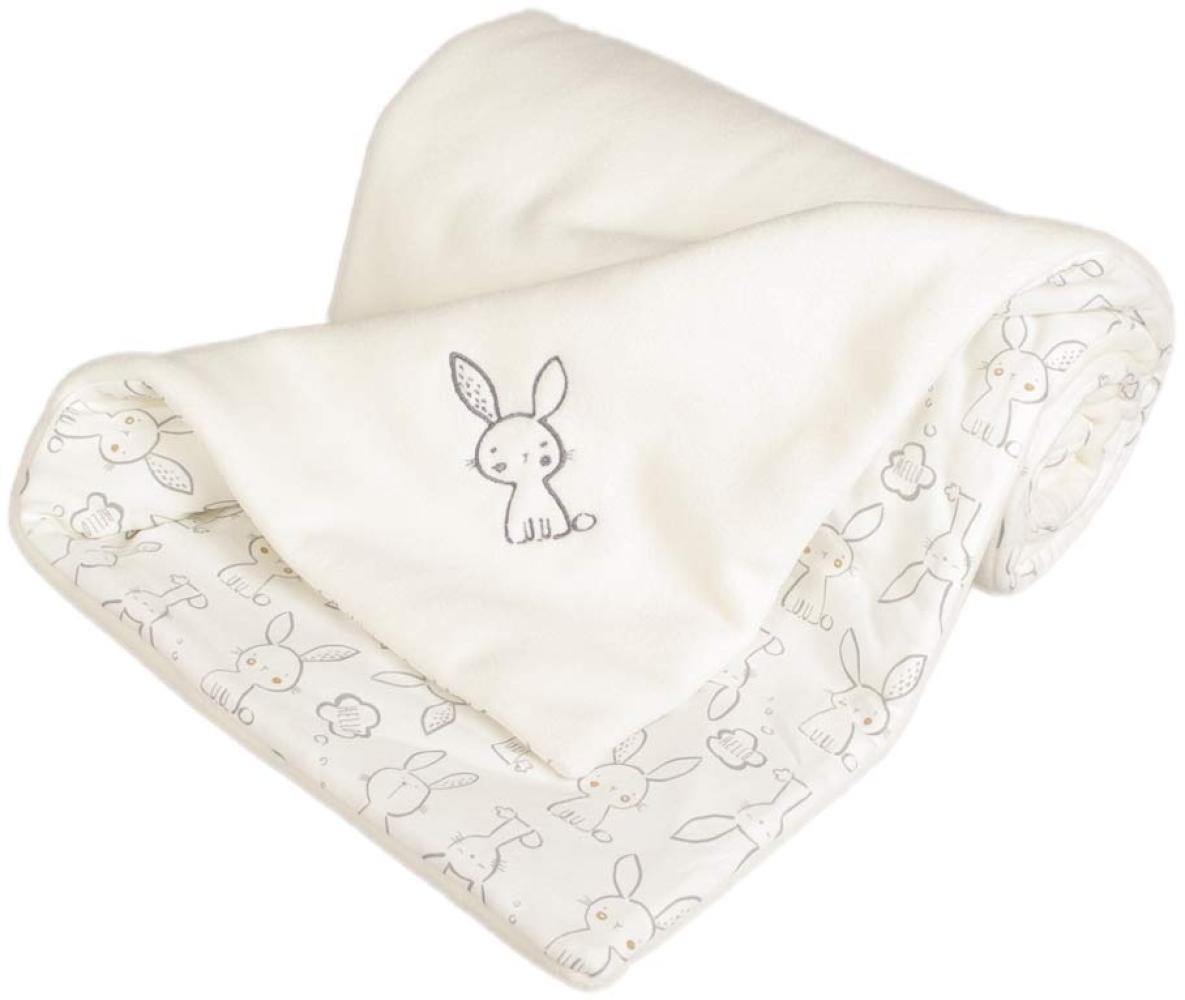 Kaarsgaren Kinderwagendecke für Winter, Größe 70 x 100 cm, Farbe: Creme/Hase, doppelseitig Kuscheldecke, Babydecke, Erstlingsdecke, Krippe Decke (Creme/Hase) Bild 1