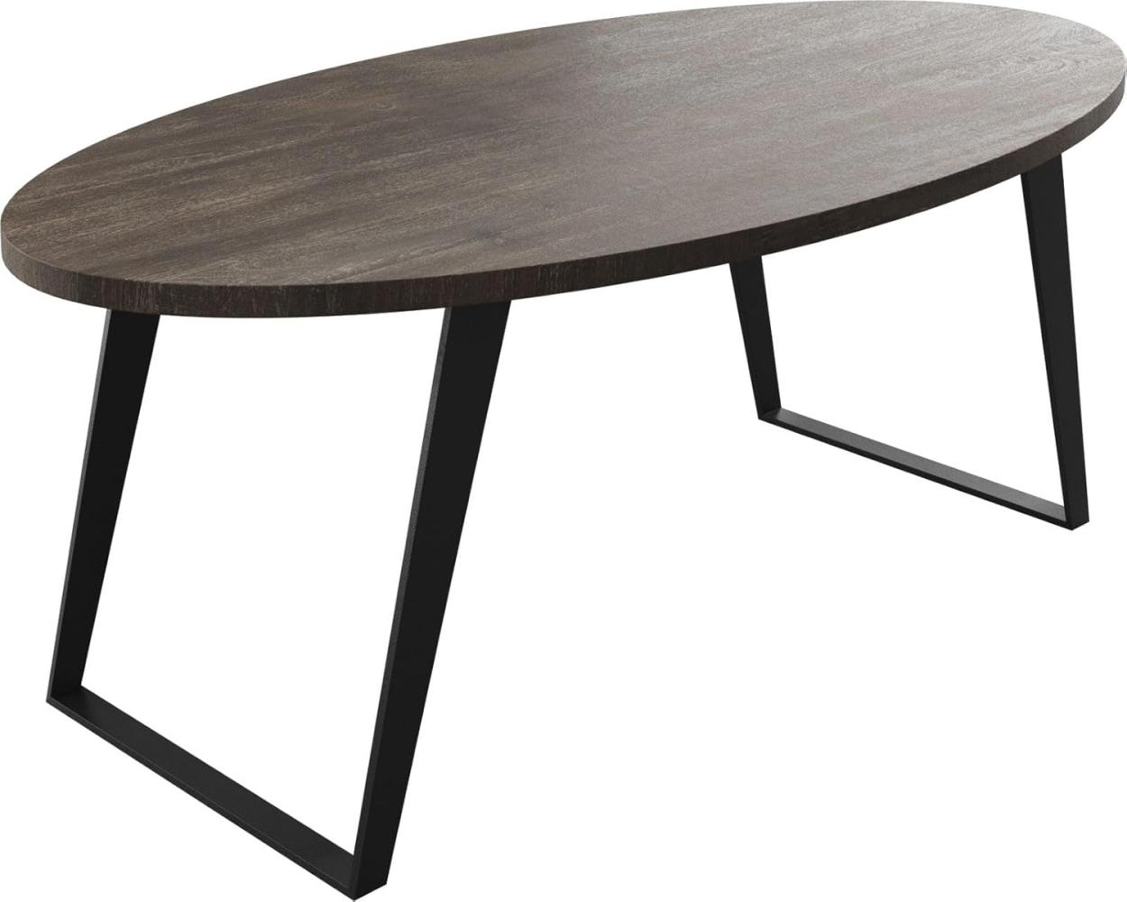 Esstisch Edge Oval 200x100 cm Mango Braun Metall Schwarz Schräg Bild 1