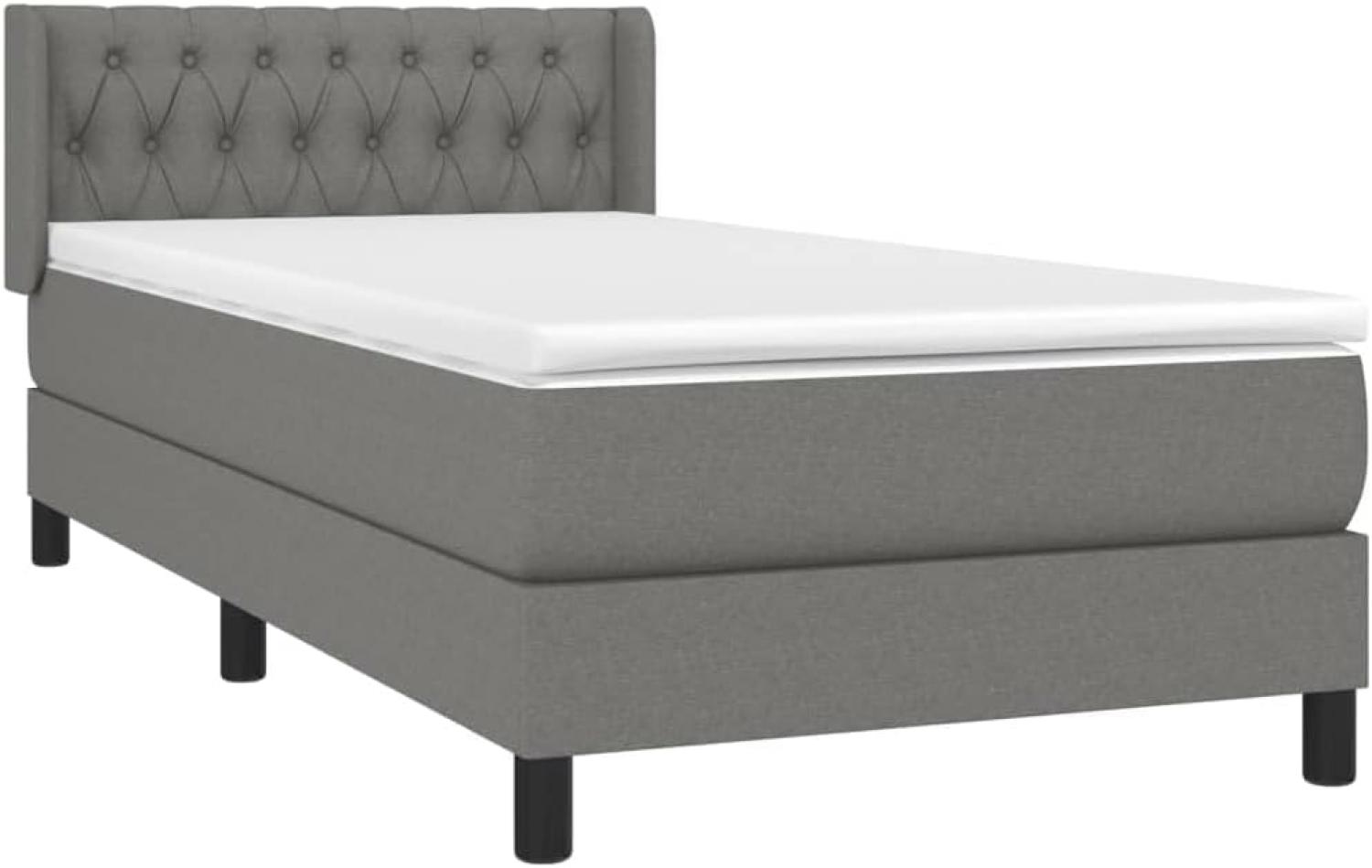 vidaXL Boxspringbett mit Matratze Dunkelgrau 100x200 cm Stoff Bild 1