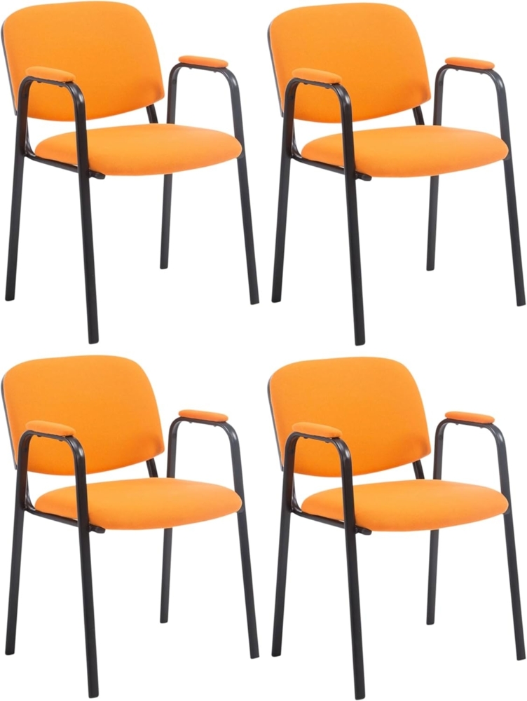 CLP 4er Set Besucherstühle Ken Pro Stoff mit Metallgestell und Stoffbezug,orange Bild 1