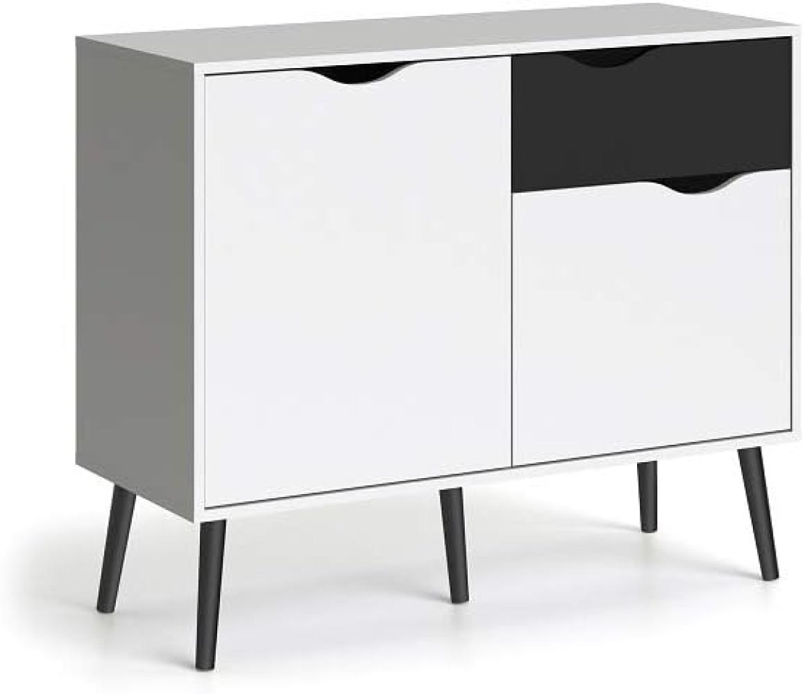 Dmora Sideboard mit zwei Türen und einer Schublade, schwarz-weiß, Maße 98 x 81 x 39 cm Bild 1